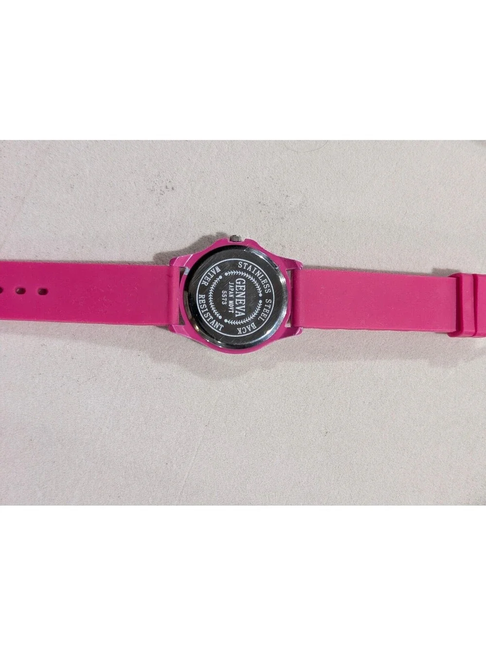 Geneva 5573 Pink Rhinestone Watch Silicone Band Y2K Statement
